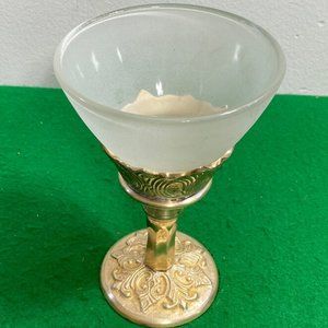 Vintage Brass Vase, Round Base Ornate Filigree Decorative Vase, Brass Butter Lam